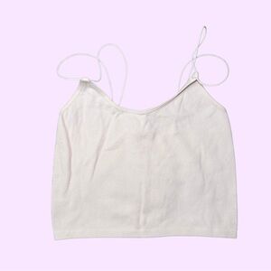 Bozzolo Cream Ribbed Spaghetti-Strap Camisole